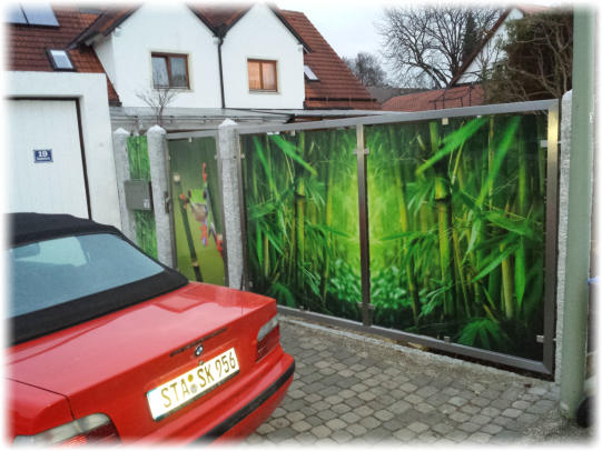 Garten Tor mit bedrucktem Glas